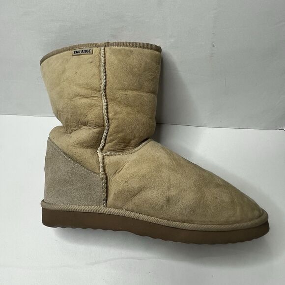 Emu Ridge Australia Suede Wool Lined Pull On Boots Mens Size 11 Women’s 12 - Picture 7 of 13